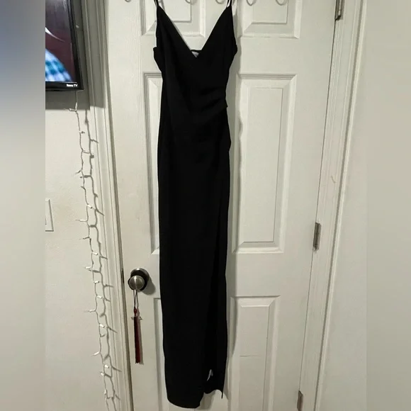 short black dress open leg Stella McCartney Dress Black Lace-Paneled Jersey Size 42 Long Sleeve S   Celebrity Owned